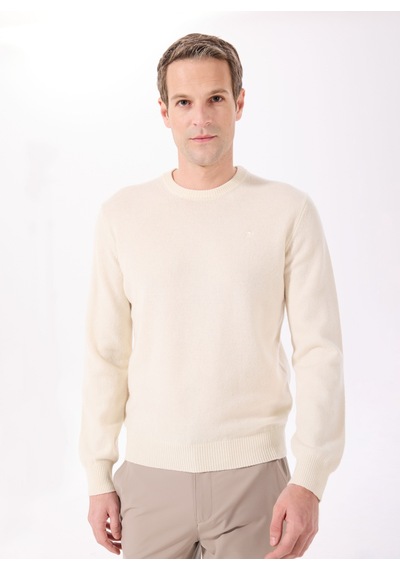 Hackett Ekru Erkek Bisiklet Slim Fit Kazak Hm703237