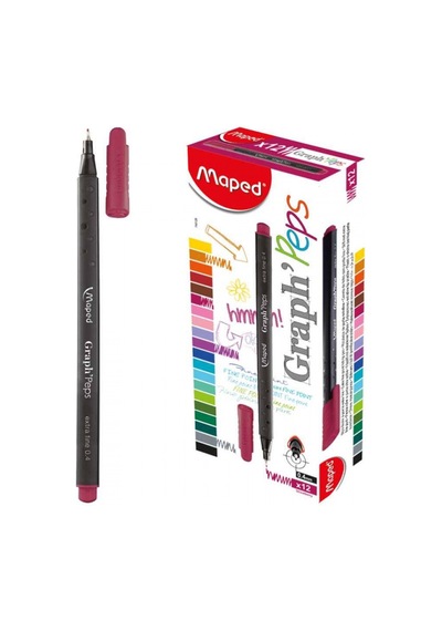 Maped Fineliner Graph 0.4 Mm Koyu Pembe 12 Li 749126 Çok Renkli