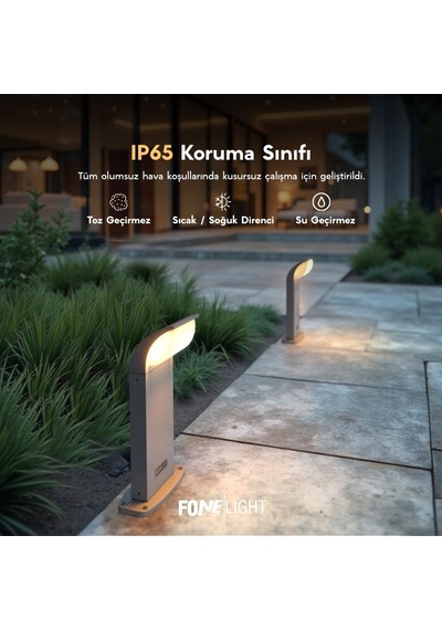 Fonelight Naja 30 Cm Led Bahçe Bollard Aydınlatma Direği Antrasit Alüminyum Ip65 Peyzaj Yürüyüş Yolu Aydınlatması 9w 3000k