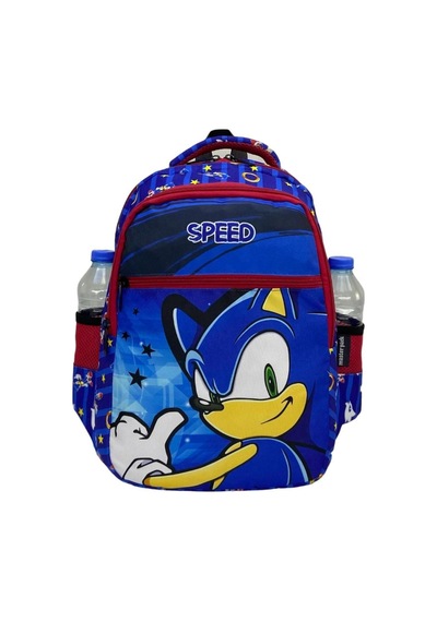 Yeni Sezon Speed Desenli 2' Li Erkek Okul Çantası + Beslenme Çantası Seti MAvi