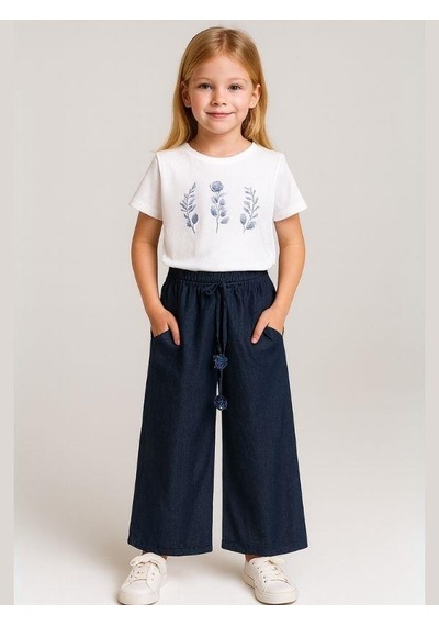 Zekids Kız Çocuk T-shirt Pantolonlu Takım-16071 Beyaz