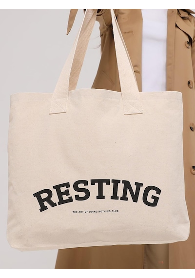 Çınar Bez Çanta Bagg Resting Baskılı Yatay Kanvas Bez Çanta - Standart