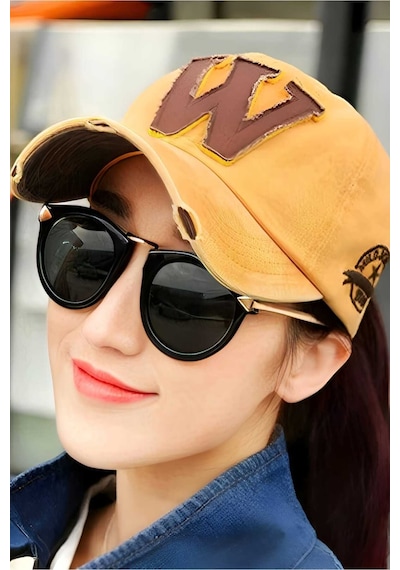 Tezzgelsin Unisex Eskitme W Ayarlanabilir Beyzbol Kep Şapka Baseball Şapka Sarı