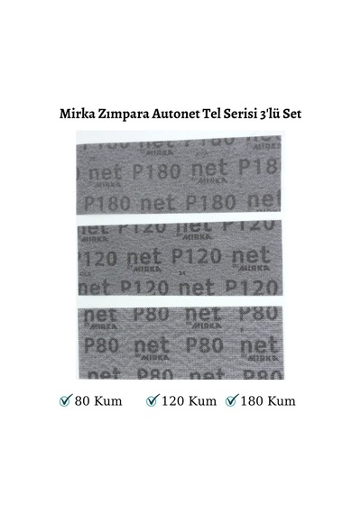 Epoksi Reçine Mırka Autonet Tel Elek Zımpara 3'Lü Set 70X198 Mm