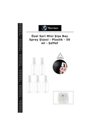 Terrien Özel Seri Mini Şişe Boş Sprey Şişesi - Plastik - 50 Ml - Şeffaf Çok Renkli