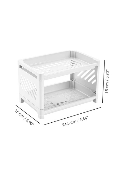 2 Katlı Beyaz Plastik Çok Amaçlı Makyaj Banyo Ofis Raf Organizeri 24x15x15 Cm Mıt1279 Diğer