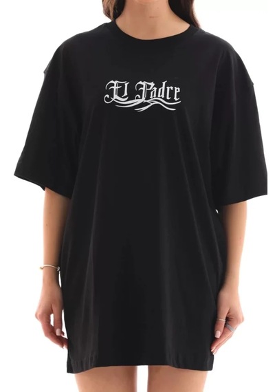 Modi Unisex Bisiklet Yaka Baskılı Oversize T-shirt - Siyah - Mymg112561