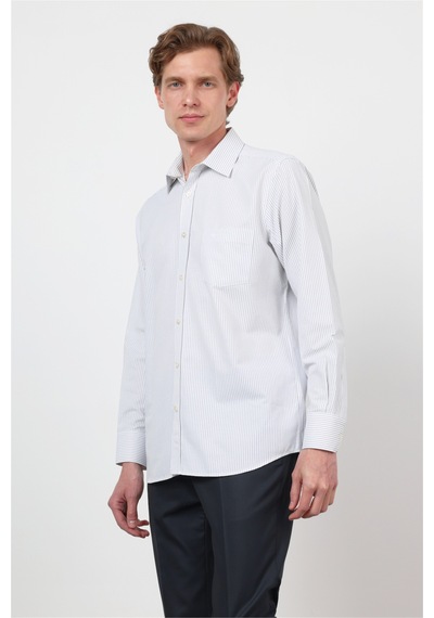 İmza Beyaz - Siyah Sert Yaka Uzun Kol Cepli Comfort Fit Pamuklu Gömlek 1004260222 İmza Beyaz - Siyah Sert Yaka Uzun Kol Cepli Comfort Fit Pamuklu Gömlek 1004260222