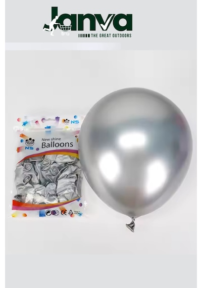 Büyük Boy 12 İnç Parlak Metalik Balon Parti Doğum Günü Gösteri 100 Adet Gri