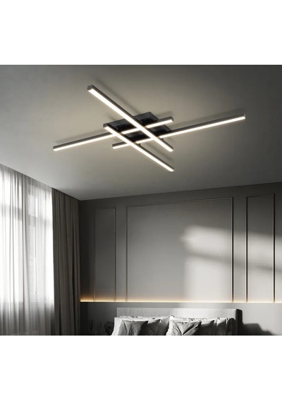Siyah Led Tavan Lambası 3000K Sarı Işık Avize Modern Aydınlatma