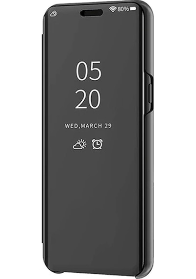 Oppo A5 2020 / A9 2020 Uyumlu Aynalı Kapaklı Lüx Kılıf Siyah