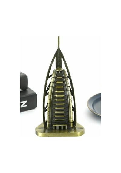 Vintage Metal Dubai Burj Al Arab Biblo Antik Bronz 16 Cm