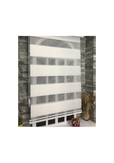 Pliseli Zebra Stor Perde Ekru Kırık Beyaz Ithal Bambu Güneşlik Alüminyum Kasa