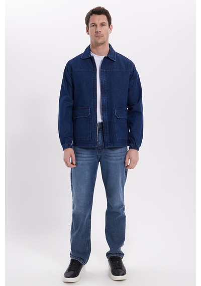 Tudors Erkek Relax Fit Rahat Kesim Çift Cep Denim Lacivert Kot Mont Gömlek-42027 Lacivert