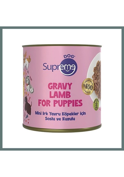 Supreme Dog Mini Irk Yavru Köpekler Için Soslu Ve Kuzulu Konserve Mama 200 Gr - Tekli Ventra