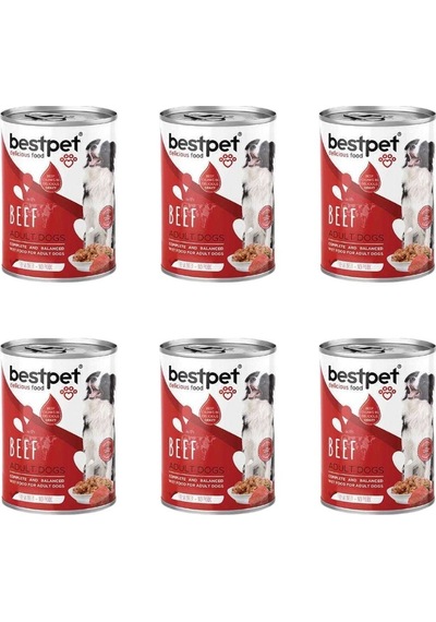 Bestpet Biftek Parça Etli Yetişkin Köpek Yaş Maması 415 Gr X 6 Adet