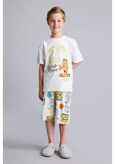 Defacto Garfıeld Lisanslı Regular Fıt 2li Beyaz Pijama Takımı Erkek Çocuk H8146a826hswt34 Beyaz-wt34