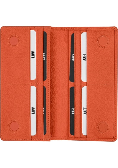 Mft Leather Hakiki Deri Unisex Telefon Bölmeli Cüzdan Golden 3367 Flother Mat Turuncu