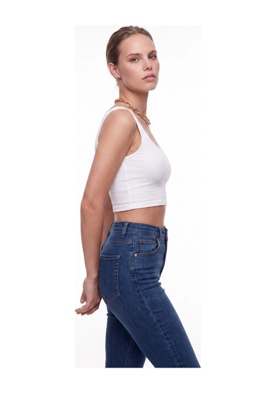 CEMO Kadın Yüksek Bel Skinny Fit Jean Pantolon 26k6-c2660-bzm-42 Buz Mavisi