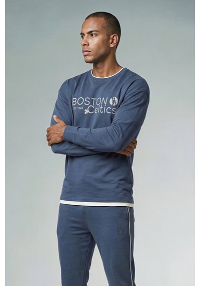 Defacto Nba Boston Celtıcs Boxy Fıt Bisiklet Yaka Skuba Dalgıç Kumaş Sweatshirt F6975ax26spın271 İndigo-ın271