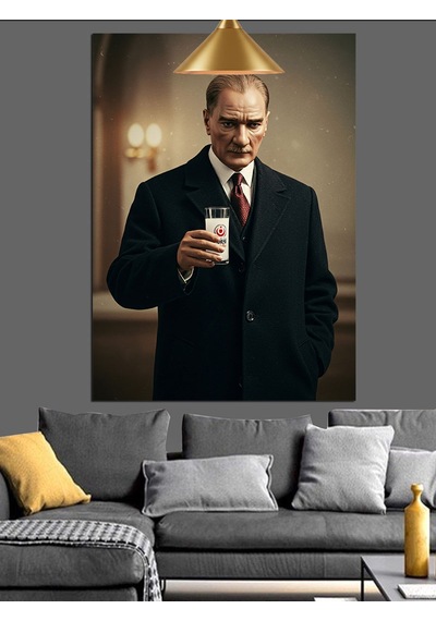 Mustafa Kemal Atatürk Ve Rakı Dekoratif Kanvas - Mdf Ahşap Tablo