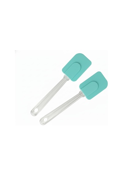 Silikon Spatula, Mutfak Kullanımı İçin Şeffaf Saplı Askılı 2, Turkuaz Genel