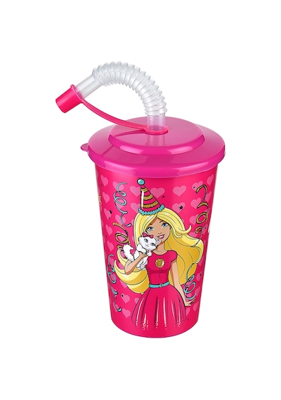 Barbie Kapaklı Pipetli Bardak 400 Ml