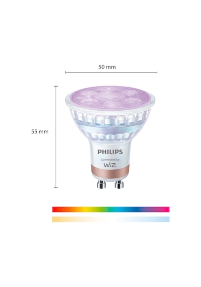 Philips Smart Lighting Led Spot Ampul Gu10 Cam 50w Eşdeğer Rgb - Google Home, Alexa, Homekit Ve Matter Uyumlu Çok Renkli