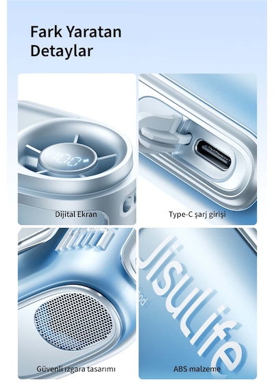 Jisulife Neckfan Life 5 Boyun Fanı & El Fanı & Bel Fanı 5000 Mah