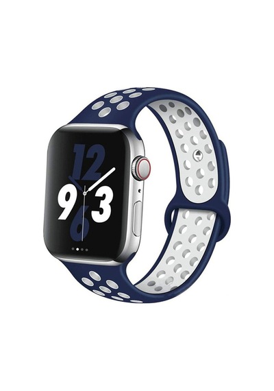 Forzacase Apple Uyumlu  Watch Ultra 2 49mm İçin Delikli Sportif Silikon Kordon Kayış - Fc009 Lacivert-beyaz