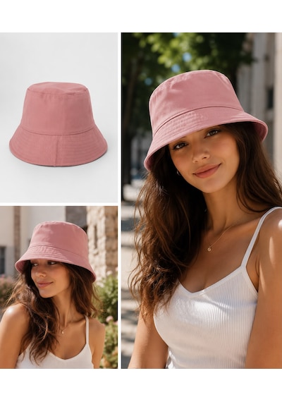 Pembe Kadın Bucket Şapka Günlük Kullanım Ve Güneş Şapkası