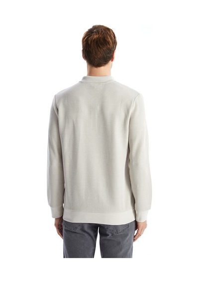 Lcwaıkıkı Classic Bej Polo Yaka Uzun Kollu Erkek Sweatshirt