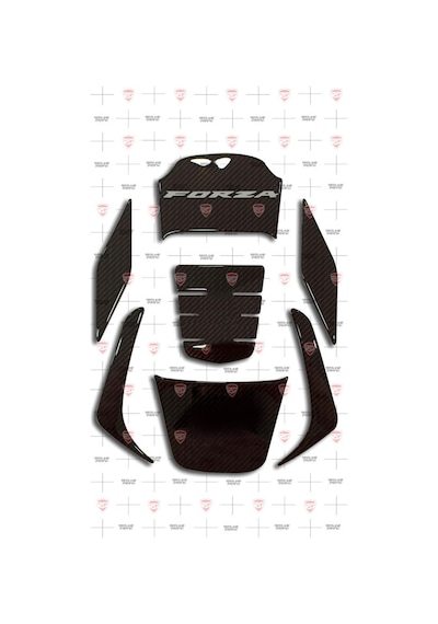 2018-2020 NSS250 Forza Tank Pad Set Karbon Desen Beyaz-Siyah