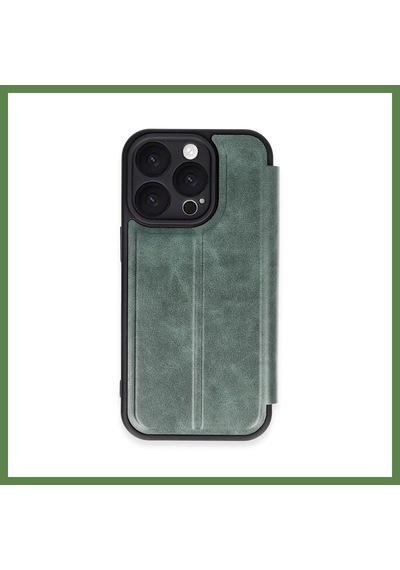 Bezos İphone 16 Pro Max Uyumlu Kılıf Flip Cover - Koyu Yeşil Hb006