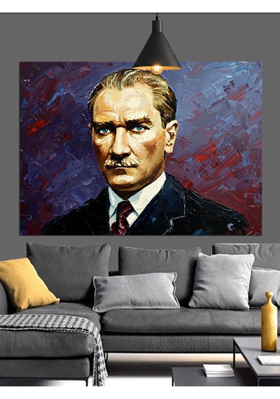 Mustafa Kemal Atatürk Portresi Dekoratif Kanvas - Mdf Ahşap Tablo