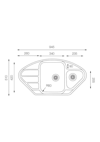 Ukinox Lotus LT915 Modeli 1.5 Gözlü Köşe Paslanmaz Çelik Dekorlu Eviye