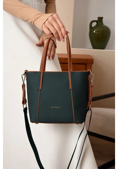 Just Polo Kadın Yeni Sezon El Ve Omuz Çantası Ebat : 20 X 24 Cm Yeşil - Taba 78734975
