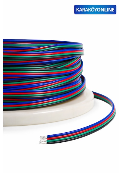 10 Metre Rgb Kablo 4 Lü Şerit Led Kablosu 4x0.22 Kalaylı Bakır