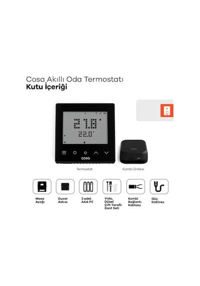 Cosa V5 Akıllı Kombi Kontrolü - Siyah Termostat