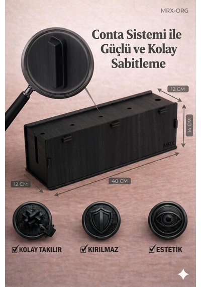 Mrx -org Priz Organizer Kablo Düzenleyici Kutu & Kablo Gizleyici, Dekoratif Siyah