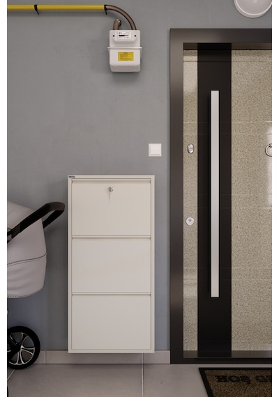 Ceha Kilitli 3'lü Metal Ayakkabılık - Krem K.AYK-3 /AB1013/KL