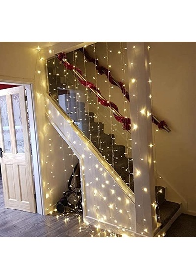 3x3 Metre Peri Led Kumandalı Perde Asma Kancalı Peri Led Yılbaşı Led Gün Işığı Led Işık 8 Modlu Parti Işığı Dekoratif Işık Led Saçak Led Işık Perde Led Yılbaşı Dekorasyon