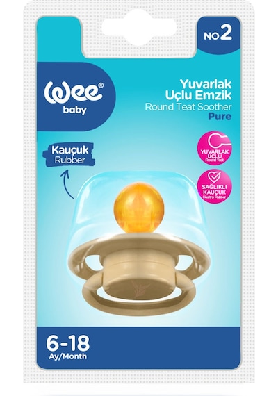 Wee Baby Pure Yuvarlak Uçlu Kauçuk Emzik No:2 Krem 6-18 Ay