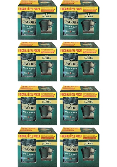Jacobs Monarch Gold 200 Gr İkonik Jacobs Fincanlı Set X 8 Adet Çözünebilir