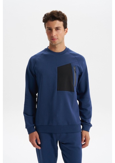AR-MA Arma Erkek Slim Fit Scuba Interlok Bisiklet Yaka Sweatshirt Ön Sol Fermuarlı Cepli, Sol Kolda Etiketli K30124685402 İndigo-i1 AR-MA Arma Erkek Slim Fit Scuba Interlok Bisiklet Yaka Sweatshirt Ön Sol Fermuarlı Cepli, Sol Kolda Etiketli K30124685402 İndigo-i1