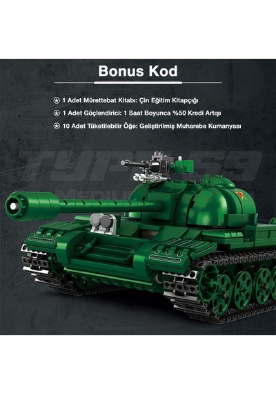 Reobrix 77035 World Of Tanks Çin Orta Tankı Type 59 Yaratıcı Yapı Blok Seti Building Blocks Chinese Medium Tank - 748 Parça