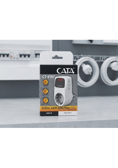 Cata Ct-9197 Dijital Ekranlı Akım Korumalı Priz 4000w - Voltaj Koruyucu Regülatör Zaman Ayarlı 0