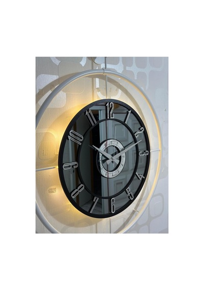Pey Aksesuar Metal Camlı Duvar Saati 60x80 Cm Büyük Boy Işıklı Gerçek Cam Beyaz-füme-siyah-gümüş M61-beyaz-füme-siyah-gümüş