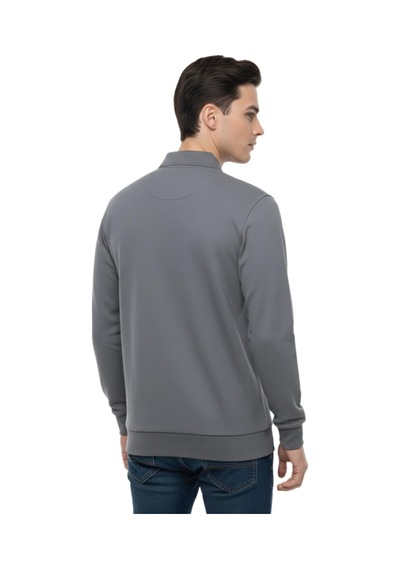 Baglan Erkek Büyük Beden Polo Yaka Cepli Selanik Sweatshirt Bgl-st04978 Gri