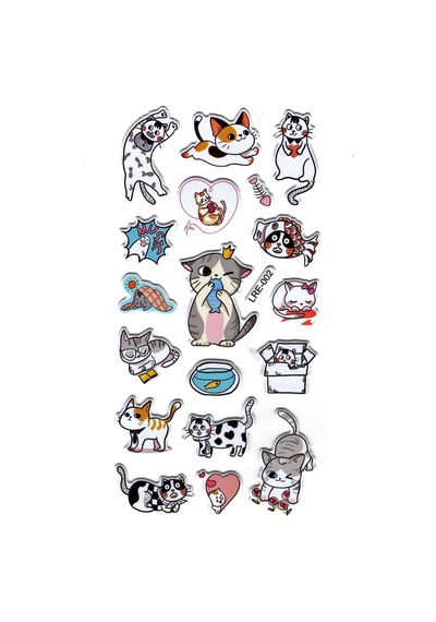 Sticker Kabartmalı Stiker Defter, Planlayıcı Etiket Lre-002 - 17x9 Cm - Balık Seven Kedi